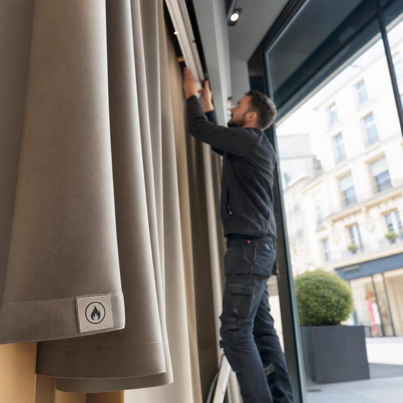 Dans les &eacute;tablissements recevant du public, le rideau non-feu r&eacute;pond &agrave; la norme M1